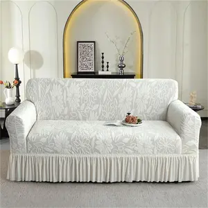 Solid Color Jacquard Sofa Cover, 1 Count Elastic Sofa Slipcover, Stretch Sofa Cover, Dustproof Sofa Cover for Home Living Room, Home Decor, Dustproof Couch Protector