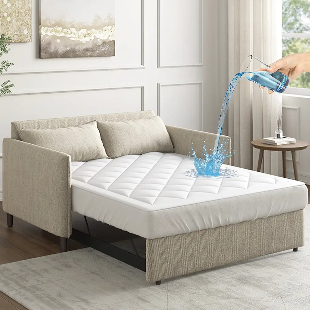 Sleep Philosophy Waterproof Sofa Bed Mattress Protector, Holden Sofa Bed Queen Mattress Pad, 3M Scotchgard, Microfiber Mattress Topper Fitted Elastic Pocket Fits Up to 8 Inch, White