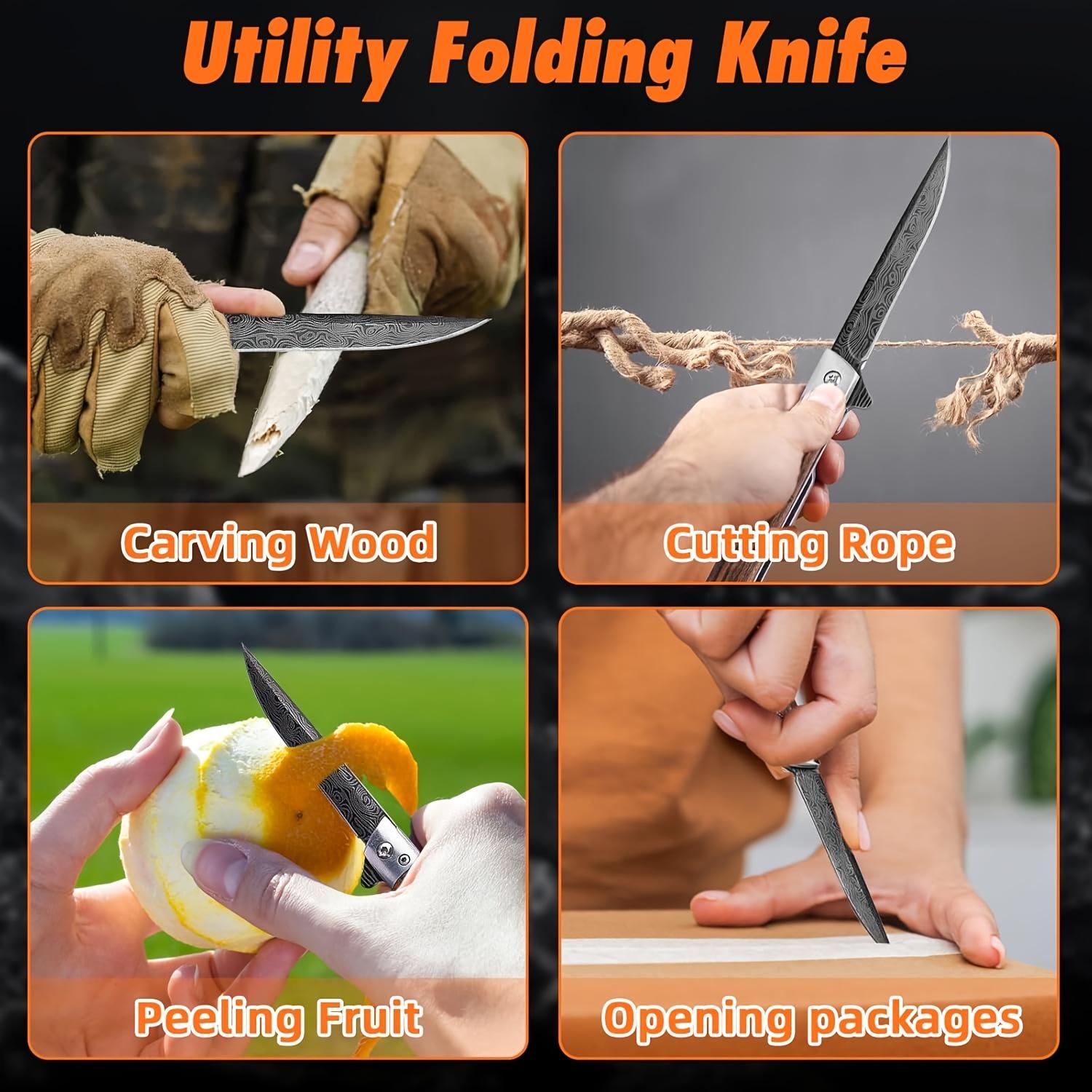 Premium Pocket Folding EDC Tool with Durable D2 Steel,Sandalwood Handle;Smooth One-Hand Use for Everyday Carry; Reliable Outdoor Gear for Daily Tasks, Hiking, Camping,Travel,Fishing and Working . Practical, High-Quality Gift Choice for Men