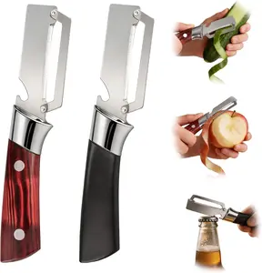 2Pcs  2 in 1 Stainless Steel Multifunction Vegetable Peeler、Bottle Opener Fruit Vegetable Slicer Kitchen Tool for Potatoes Carrots Cucumbers Home Kitchen