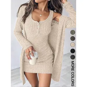 Women's Striped Dress Set, Casual Style, Comfortable Fabric, Fashion Design, Perfect for Daily Wear, Clothes