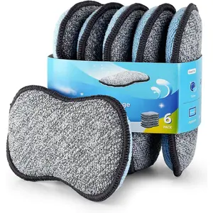 Multi-Purpose Sponges Kitchen by Scrub-it - Non-Scratch Microfiber sponges for Cleaning, Along with Heavy Duty Scrubbing Power -  Dish Sponge for Dishes, Pots and Pans (6 Pack, Small)