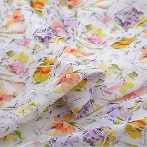Floral Print Linen Fabric Sold by Meter, Beautiful Floral Pattern for Dresses, Indoor Decoration & Handicrafts, High-Quality Material
