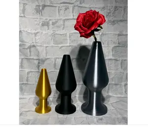 Plug Styled Vase, 6" or 8" or 10" Inch Tall Shiny Gold 3D Printed. Sexy, erotic artistic  styled dry vase.... Really, its just a vase!
