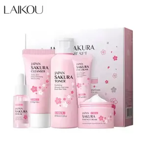 LAIKOU Japan Sakura Care Set - Includes Cleanser Toner Eye Cream & Serum for Skin Care Products