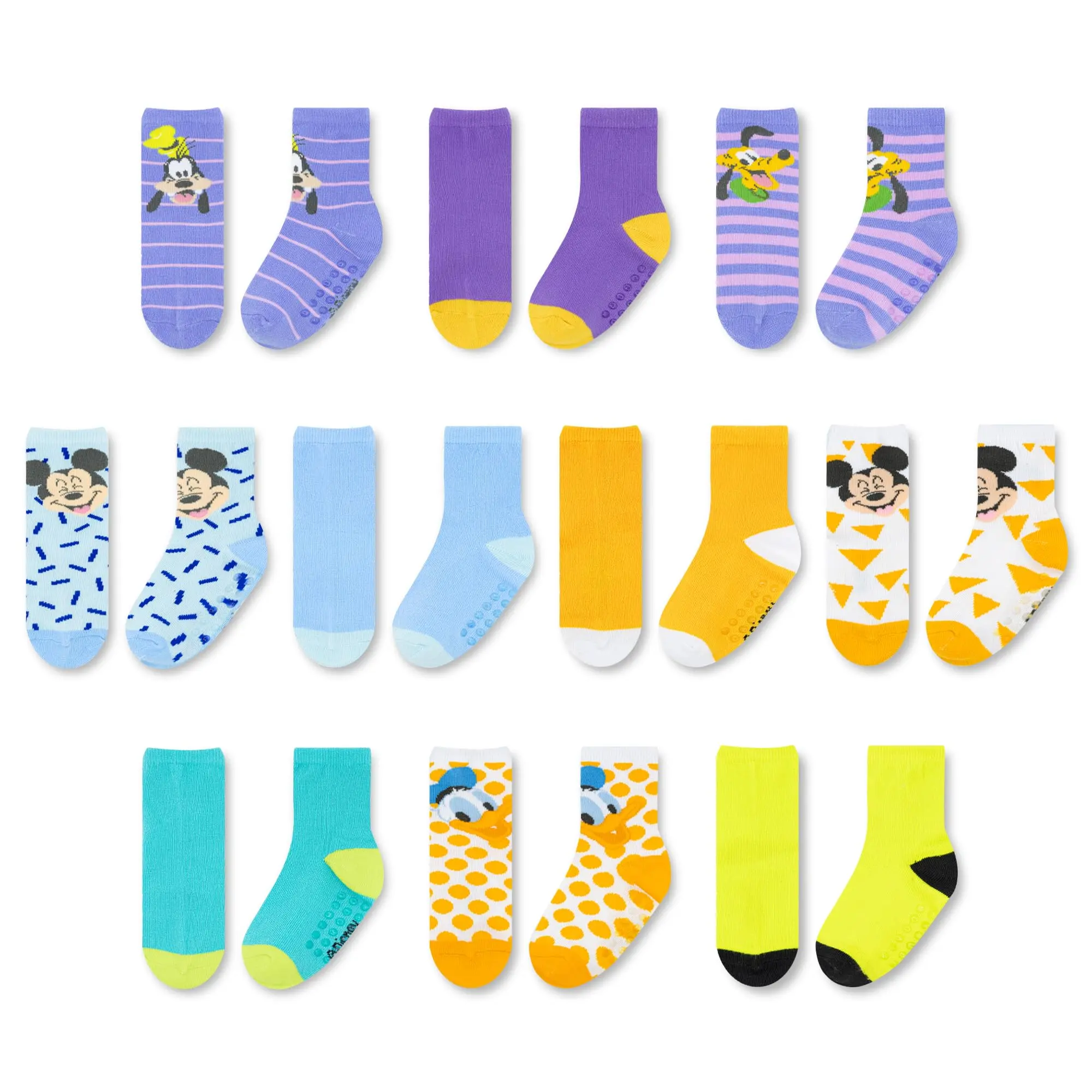 Disney Baby Socks, 10-Pack featuring Mickey and Friends Characters, Soft Ankle Socks with Anti-Slip Grippers for Infants 6-24 Months, Perfect for Birthdays, 12 - 18 Months