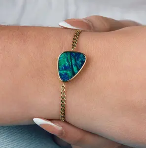 Australian Opal Doublet Curb Chain Bracelet