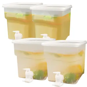 4 Pack 1.3 Gallon Fridge Drink Dispenser with Spigot, BPA-Free, Odorless, Safe, Fruit Tea, Picnic, Large Capacity Jugs Pour Serving Drinkware Bar Beverage