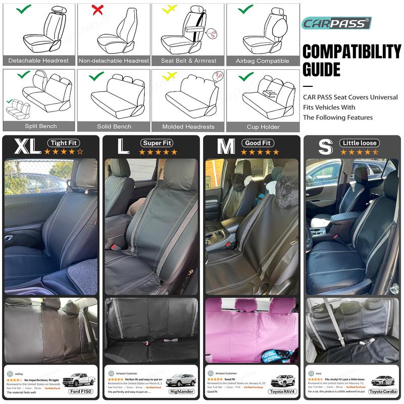 CAR PASS Bling Car Seat Covers, Shining Rhinestone Diamond Waterproof Leather,Interior Decor,Universal Fit Glitter Crystal Sparkle for Cute Women Girl