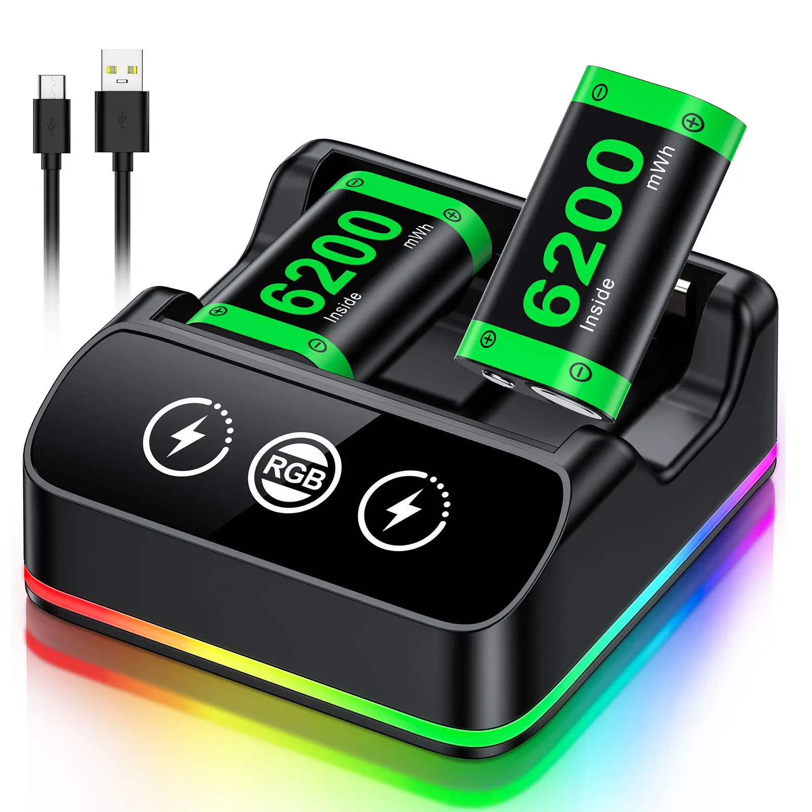 2*6200 mWh Rechargeable Battery Packs for Xbox Series X|S/One S|X/One Elite 2*6200 mWh Rechargeable Battery Packs for Xbox Series X|S/One S|X/One Elite