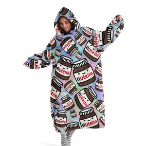 hoodie blanket，Wearable Blanket，Women's Hooded Blanket Sweatshirt, Wearable Oversized Plush Throw, Bottle Print Design, Food Themed Blanket, Long Sleeve Comfort Fit, Perfect Gift for Valentine's Day & Christmas，Christmas Gift,Valentine's Day gift