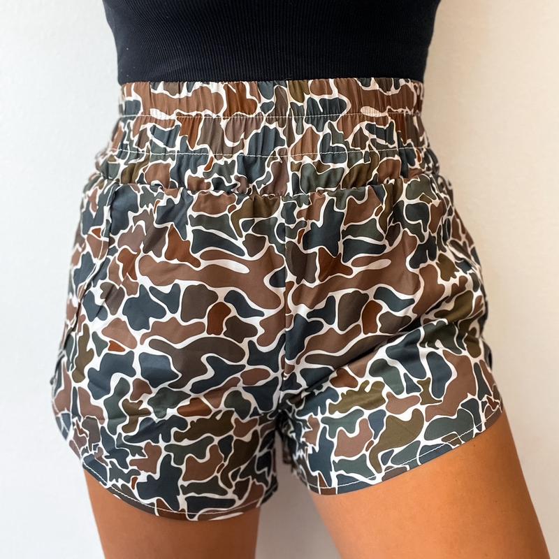 High waisted Retro Camo Atheltic Shorts