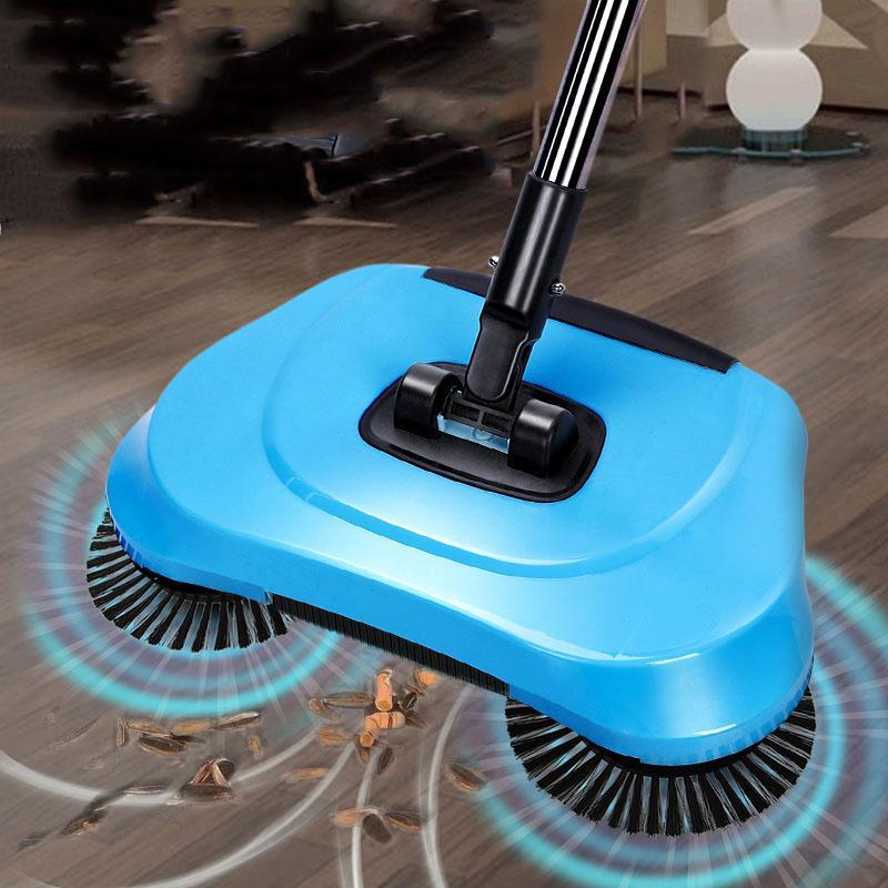 Manual Push Sweeper, Multifunctional Cleaning Tool, Long Handle Sweeper with Automatic Spinning System, Suitable for Hardwood Floor, Tile, Kitchen, Home, Office