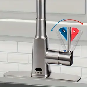 2024 Motion Sensor Automatic Kitchen Faucet Touchless, Kitchen Faucets With Pull Down Sprayer Single Handle One/ 3 Hole 3 Setting Touch Kitchen Faucet Brass Spot Free, Deck Mount