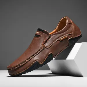 Men's Hollow Hand‑Stitched Faux Leather Slip‑On Loafers |   Outdoor Casual Flat Shoes