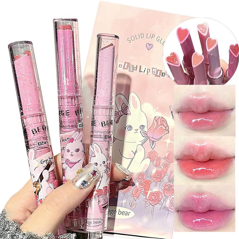 3 Pcs Colors Jelly Lipstick Gift Set, Tinted Heart Shape Lip Stain Lip Gloss, Mirror Hydrating Jelly Love Lipstick, Moisturizing Tinted Lip Balm, Vivid Color Glossy Lip Makeup for Girls (A)