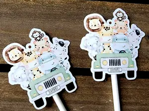 Set of 12 - SAFARI ANIMAL CUPCAKE Toppers - Jungle Animal Cupcake Toppers - Zoo Animal Cupcake Toppers - Safari Animal Cupcake Toppers