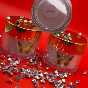 White Diamond Acrylic Powder 1oz - Diamond Accents Included - Product in Red Container with Butterfly Design