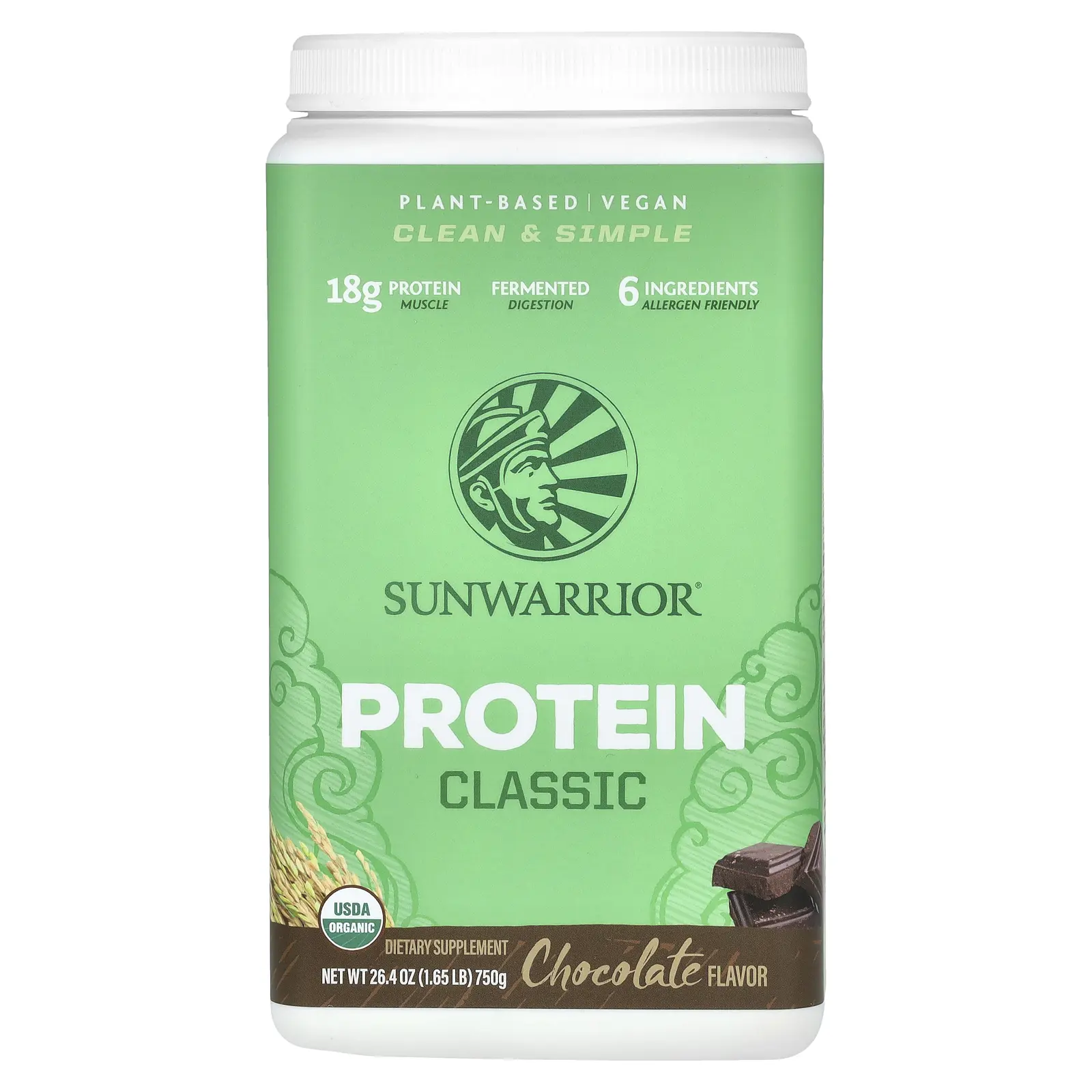 Sunwarrior Classic Protein, Chocolate, 1.65 lb (750 g)