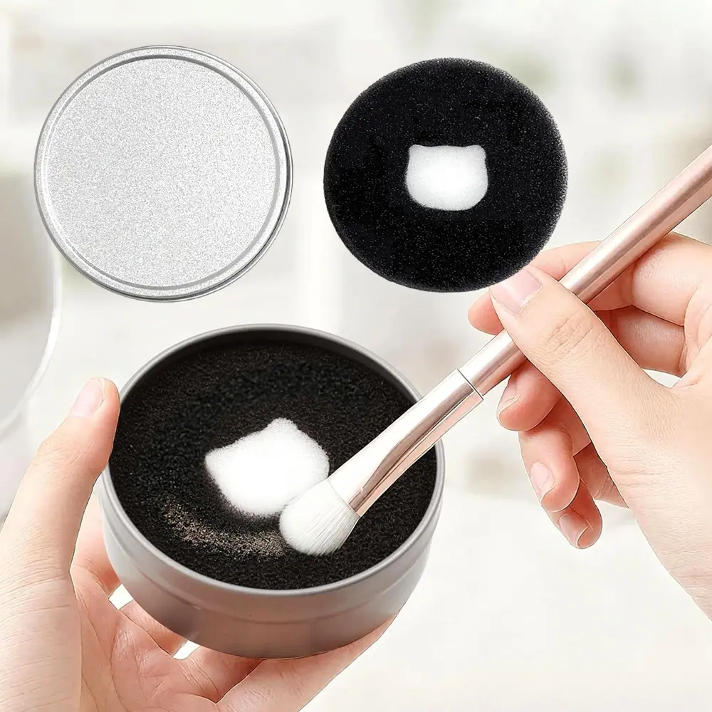 1 Box Makeup Brush Quick Clean Sponge Box Tool, Cleansing, Dry Washing Tool for Eye Makeup Brushes, Easy Color Switch for Eyeshadow, Daily Use Brush Scrubber, Reusable Sponge Pad, Quick Cleaning Sponge, Daily Makeup Essential, Makeup Brush Washer