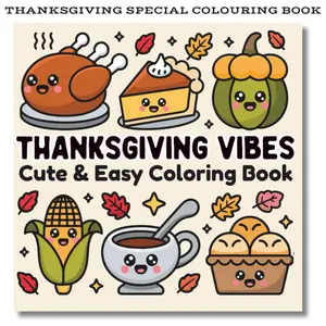 Thanksgiving Vibes Cute and Easy Coloring Book: Cozy and Fun Seasonal Harvest with Turkeys and Bold Simple Pages