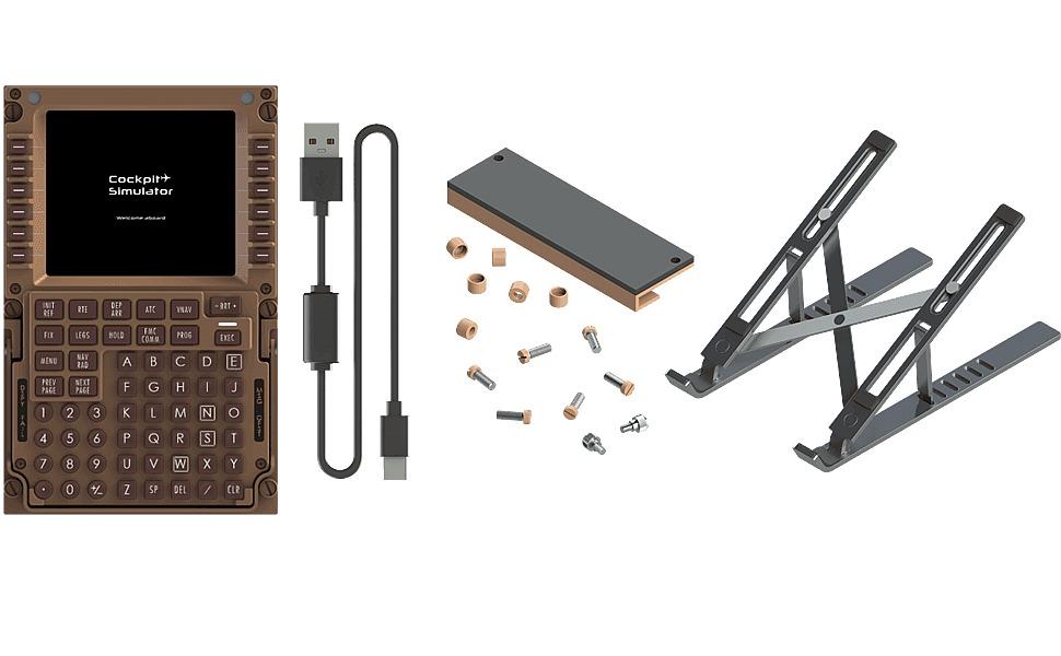 Cockpit Simulator 747X CDU Flight Simulator Control Display Unit – 1:1 CNC Aluminum Hardware, Real Silicone Keys, Full-Color Display, USB-C Plug-and-Play