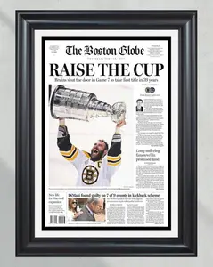 2011 Boston Bruins Stanley Cup Boston Globe Unframed Poster - Championship Parade Edition Newspaper Print - Tim Thomas & Zdeno Chara Era Wall Art