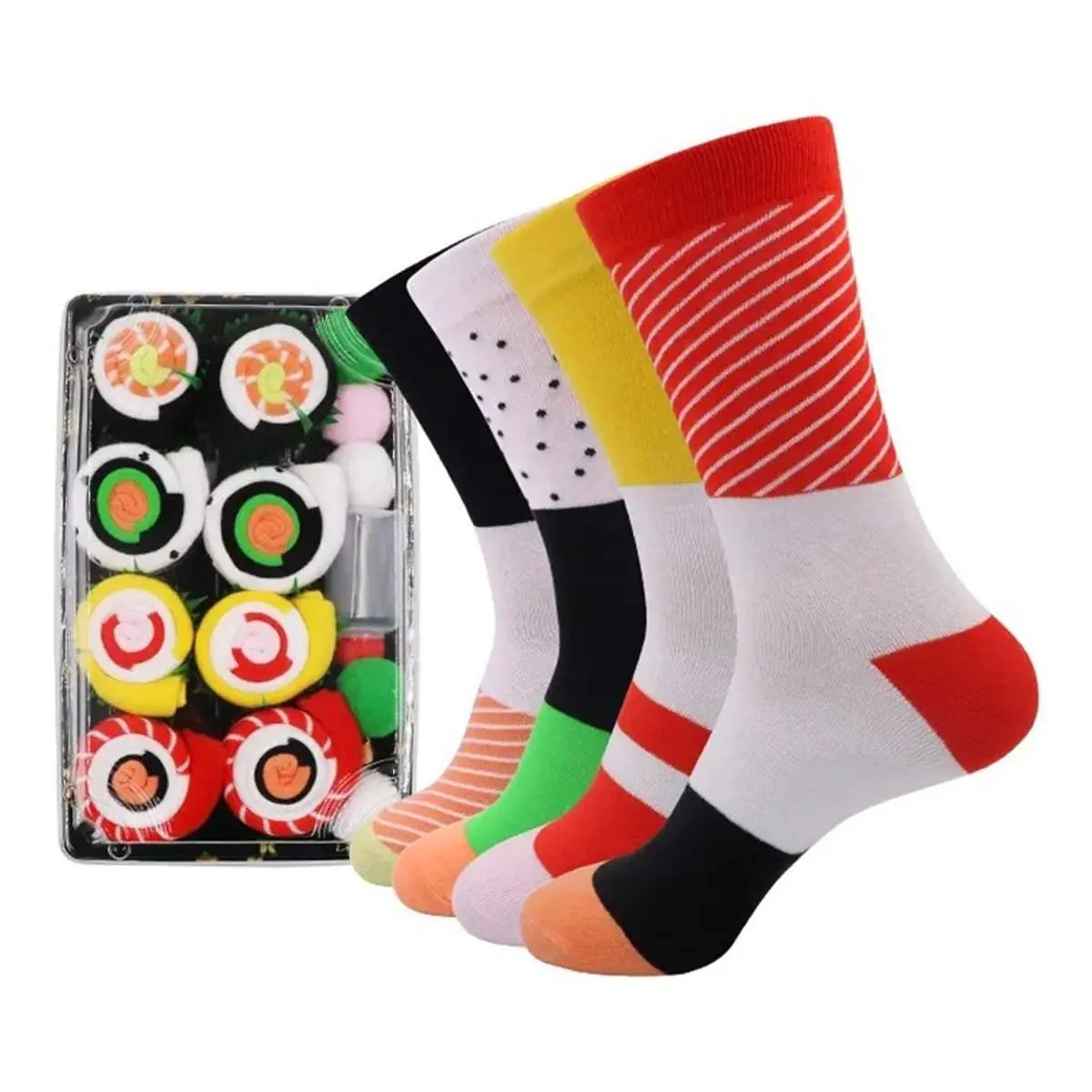4-Pair Sushi Socks That Look Like Food – Gift-Ready, Hilarious, and Seriously Comfy for Men’s or Women’s Shoe Sizes 7–12
