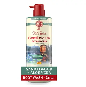 Old Spice GentleMan's Exfoliating & Moisturizing Body Wash for Men, 24/7 Shower Fresh with Long Lasting Scent, Renewing Vitamin B3 Blend, Sandalwood + Aloe Vera Scent, 26 oz