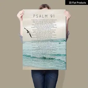 Modern Psalm 91 Bible Verse Canvas Art Print - Featuring Seagulls and Waves |   Wood-Framed Christian Wall Decor |   High-Quality, Scratch-Resistant Inspirational Scripture Artwork |   Suitable for Home, Office, and Bedroom |   Religious Home Decor