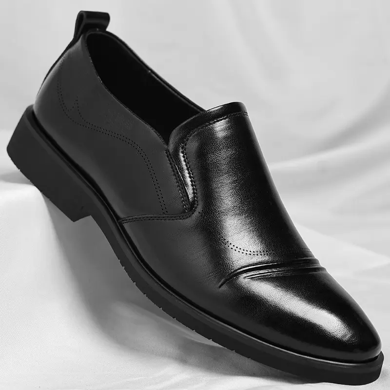 Men’s Elegant Slip-On Ankle Dress Loafers - Business Formal Office Work Shoes with Rubber Sole, Father’s Day Gift Option, Men's US 10.5 = CN 45 = 27.5cm Length