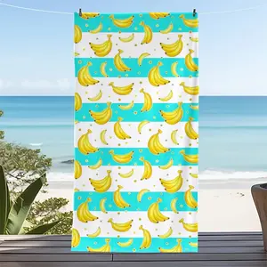 The Perfect Blend of Bananas and Stripes - Beach Towel Design" themed beach towel, a summer beach towel suitable for outdoor travel, beach, camping, bathroom, Children's and Parents' Day, parties, vacations, and is the perfect choice for gifts