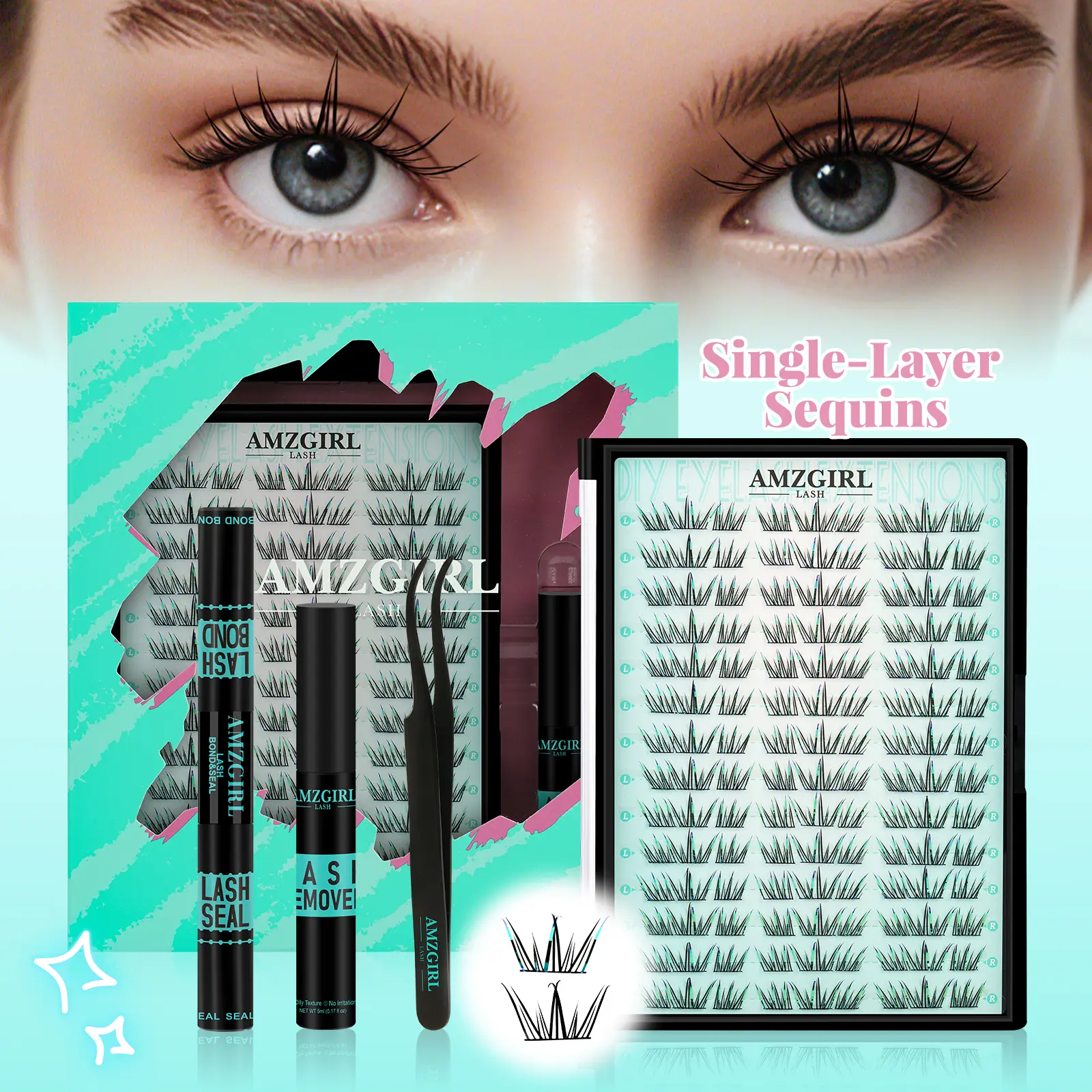 Blue Stars Kit-126Pcs (Single-Layer Sequins)