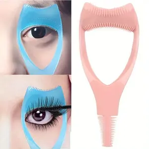 1PC 3 In 1 Mascara Shield Applicator Eyelash Brush Curler Guard Applicator Comb Guide Card Eyelash Separator Tool Makeup Eyelash Tool Beauty Cosmetic Tool
