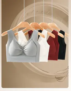 Cross-border girls gathered without steel ring beautiful back bra large breasts show small thin section wipe chest Shantou non-marking underwear comfortable