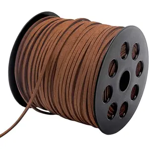 Tenn Well Leather String, 100 Yards 2.6mm Flat Suede Cord, Faux Leather Cord for Jewelry Making, Necklaces, Bracelets, Dream Catchers and DIY Crafts (Brown)