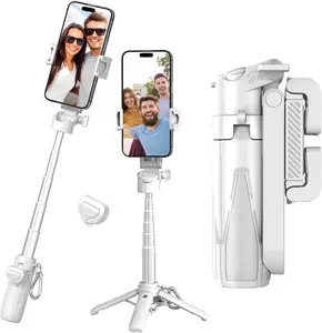 Pocket Tripod 360° Adjustable, Mini Tripod with Remote Capture Photos, Extendable Cell Phone Tripod Stand, Extendable Grip Phone Tripod Detachable, 3-in-1 Mini Phone Grip(White)