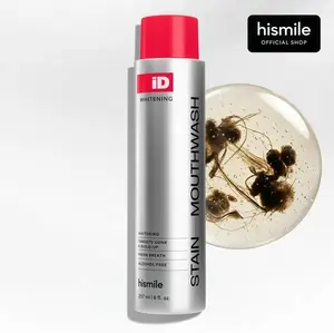 Hismile iD Stain Whitening Mouthwash for White Teeth TR, Freshens Breath with Essential Oils 237ml Daily