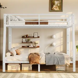 Metal Full XL over Queen Bunk Bed for Teens and Adults,Space-Saving/Noise Reduced/No Box Spring Needed