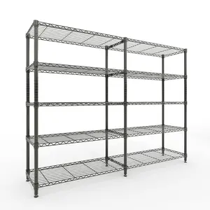 5-Tier Metal Storage Shelves, 70.8" W Heavy Duty Wire Shelving Unit, 1325 LBS Adjustable l-Shaped Storage Rack for Garage, Kitchen, Pantry, Basement, Commercial Organization, 70.5"H x 15.8"D