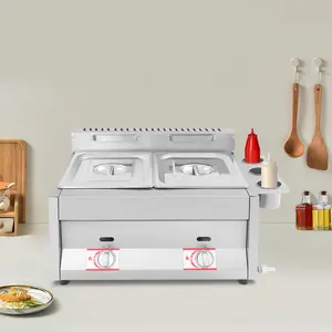 Commercial LPG Double Tank Deep Fryer 12L Total Capacity Stainless Steel Professional Fryer for Chicken Wings French Fries Restaurant Food Stall Snack Shop Business Use