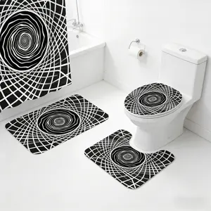 Swirl Pattern Shower Curtain Set A dizzying design Durable polyester fiber material Includes easy-to-install hooks Perfect holiday gift Waterproof shower curtain