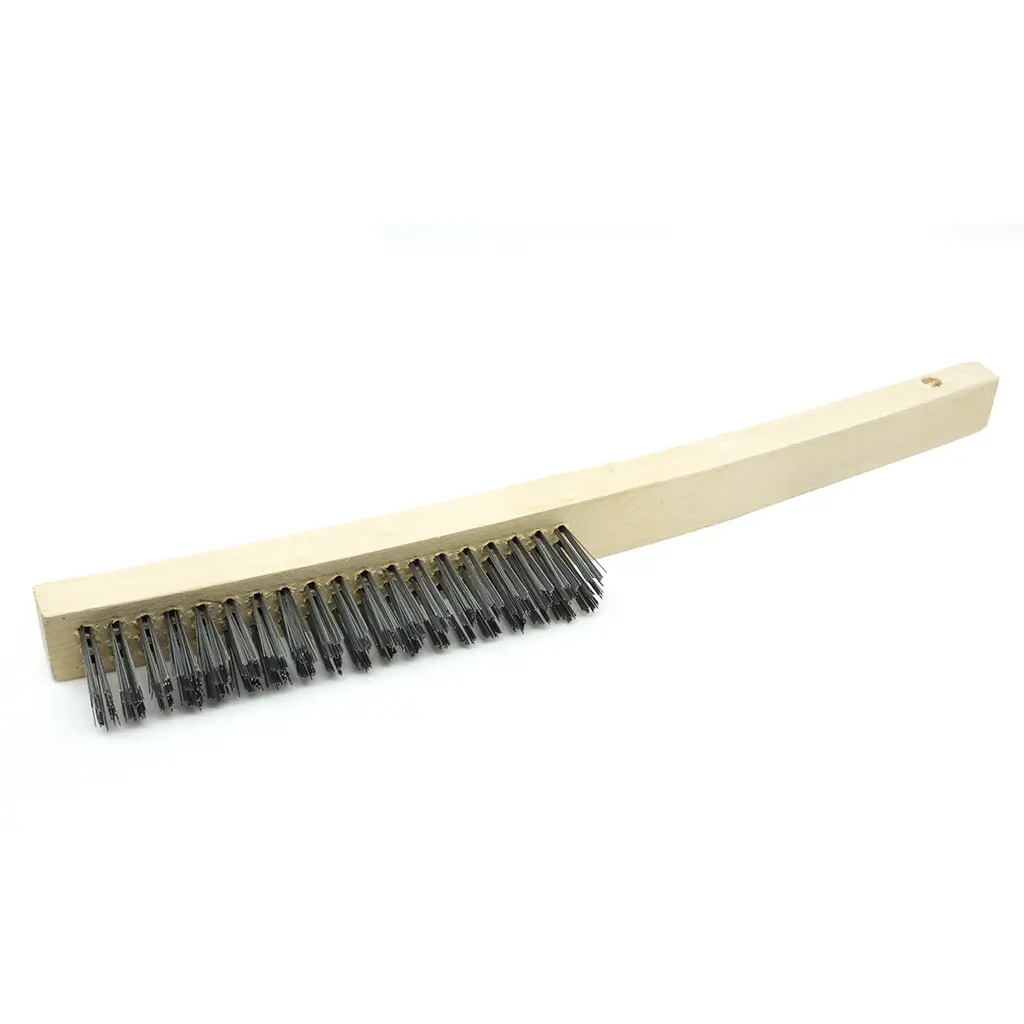 Carbon Steel Wire Scratch Brush with Curved Handle - Cleaning Tool, Abrasive Tool for Ferrous Materials, Paint Removal