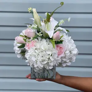 Eclore Floral - Artificial hydrangea, lilies, and roses flower arrangement. Home decor Decorative Flower Centerpiece flowers for girlfriend. Flowers that never die