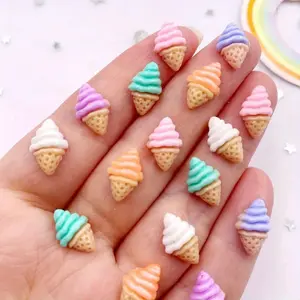 30pcs Mixed Resin Kawaii Mini Colorful Ice Cream Flat back Sparkly Rhinestone Figurine Nail Art DIY Scrapbook Accessories Crafts Supplies Rhinestone Glitter