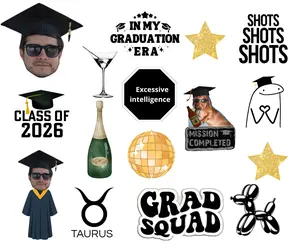 VINYL Custom Graduation Stickers 16 CT - Personalized Designs for Parties Gifts & Memories Class of 2026 Graduation Stickers