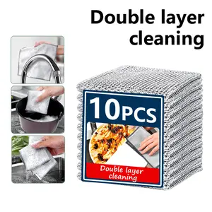10Pack Non-Scratch Wire Dishcloth, Multipurpose Wire Dishwashing Rags For Wet And Dry,CleaningDishTowels For KitchenSinks,Pots,Pans Synthetic Pack ﻿