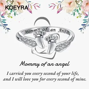 Adjustable Letter & Wing Design Cuff Ring, Fashionable Jewelry for Women, Elegant All-match Fashion Accessories for Daily Wear, Personalized Angel Ring, Engraved Ring