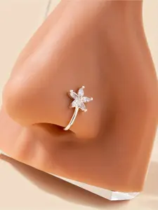 1pc Elegant Floral Nose Ring - No-Piercing Clip-On Nose Stud with Synthetic Synthetic Zirconia, Minimalist Everyday & Party Jewelry for Women, Dragonfly Jewellery, Dragonfly Earring, Nose Ring For Women, Nose Pin, Fake Piercing, Dragonfly Ring