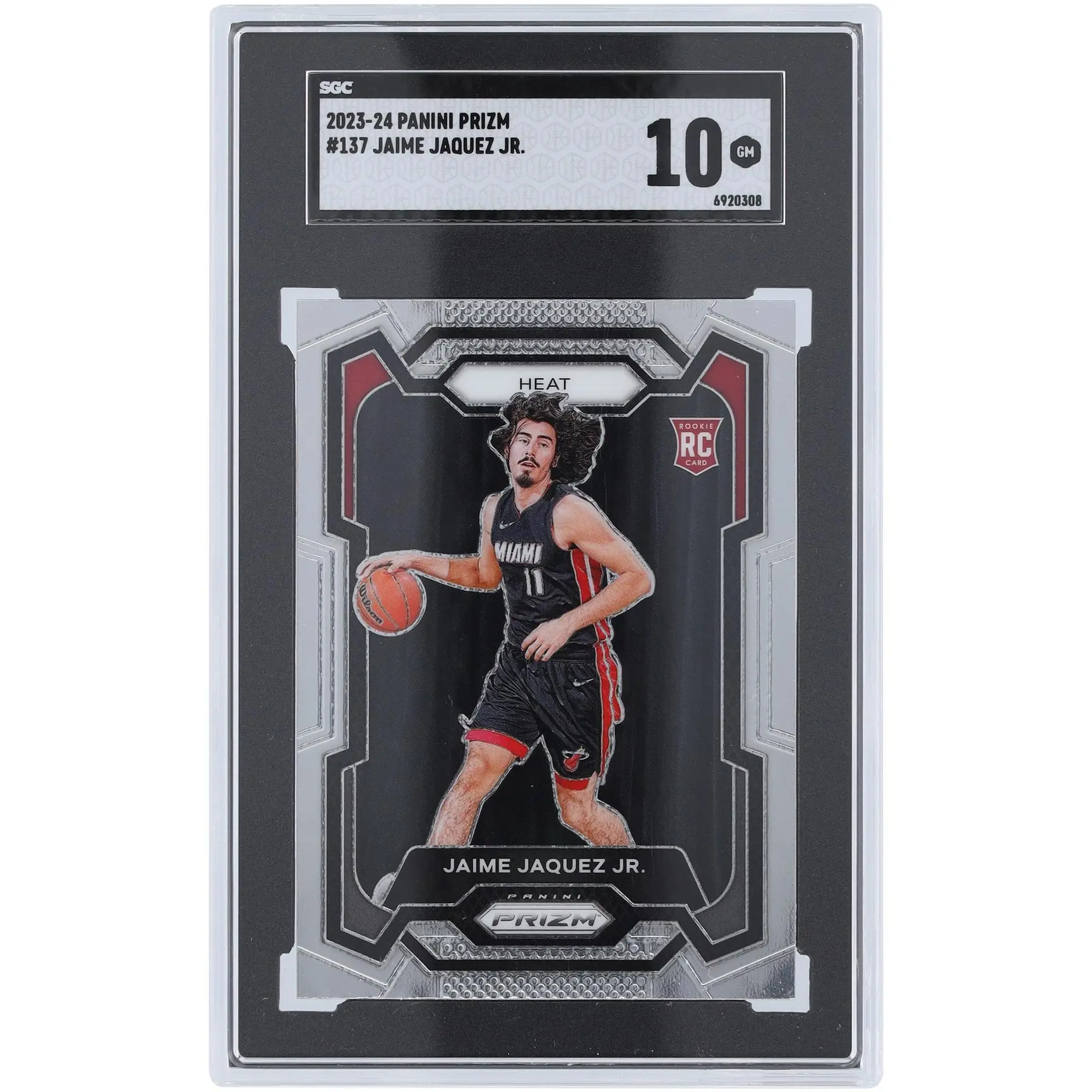 Jaime Jaquez Jr. Miami Heat 2023-24 Panini Prizm #137 SGC Authenticated 10 Rookie Card